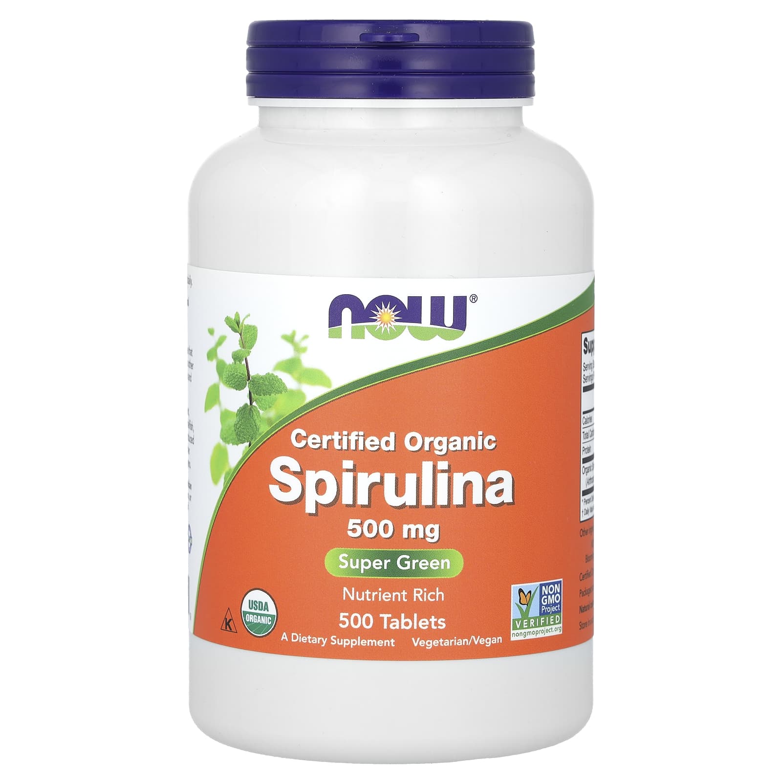 NOW Foods, Espirulina Orgânica Certificada, 500 Comprimidos (500 mg por Comprimido)