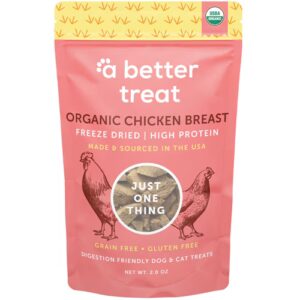 A Better Treat Petiscos orgânicos para cães e gatos Peito de frango liofilizado - 3 oz
