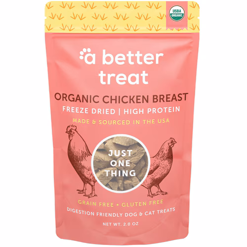 A Better Treat Petiscos orgânicos para cães e gatos Peito de frango liofilizado - 3 oz