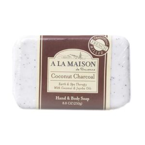 Sabonete em barra para mãos e corpo moído na França A La Maison, carvão de coco - 8,8 oz