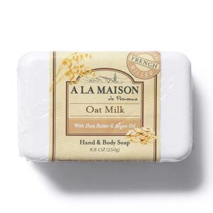 Sabonete em barra para mãos e corpo de moagem francesa A La Maison, leite de aveia - 8,8 oz