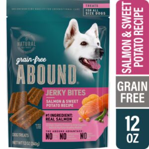 Abound Grain Free Jerky Bites para cães e filhotes Salmão e batata-doce - 12 oz