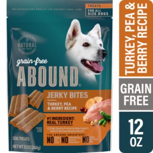 Abound Grain Free Jerky Bites para cães e filhotes - Peru, ervilha e frutas vermelhas - 12 oz