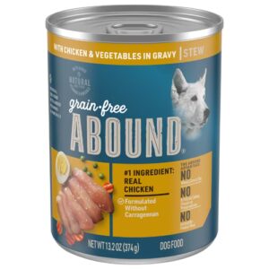 Ração úmida natural sem grãos Abound para cães e filhotes, frango e vegetais com molho - 13,2 oz