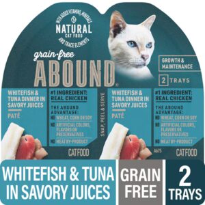 Ração úmida para gatos Abound Grain Free, patê de peixe branco e jantar de atum - 2,6 oz