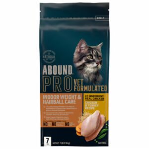Ração seca para gatos Abound Pro+ Indoor Weight Hairball Care Frango e Peru - 3,1 kg