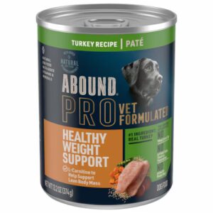 Ração úmida para cães Abound Pro, formulada por veterinários, para suporte de peso saudável, receita de peru - 390 g