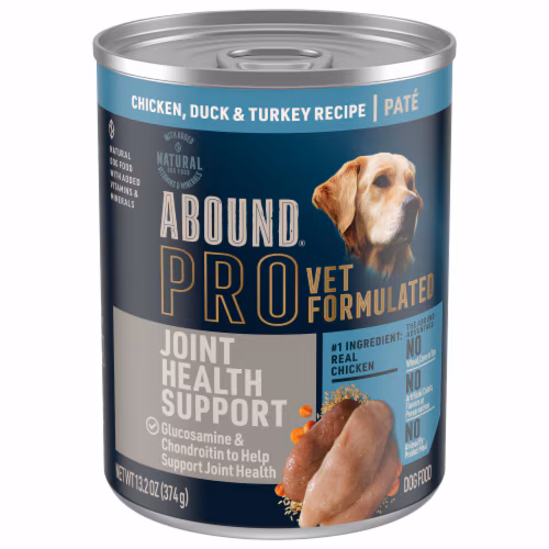 Ração úmida para cães Abound Pro, formulada por veterinários, para suporte à saúde das articulações, frango, pato, peru, receita - 390 g