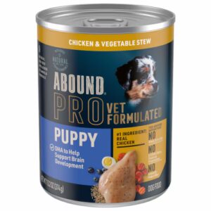 Ração úmida para filhotes Abound Pro, formulada por veterinários, ensopado de frango e vegetais - 390 g