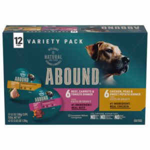 Ração úmida para cães Abound , pacote variado de frango e carne bovina - 3,5 oz cada / pacote com 12