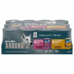 Ração úmida para cães Abound , sem grãos, ensopado de carne e frango, pacote variado - 13,2 oz cada / pacote com 12