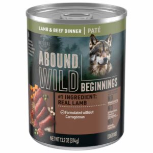Ração úmida para cães Abound Wild Beginnings, patê de cordeiro e carne bovina com alto teor de proteína - 390 g