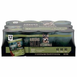 Ração úmida para cães Abound Wild Beginnings, patê de cordeiro e carne bovina com alto teor de proteína - 12 latas