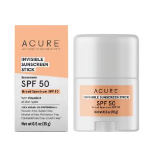 Protetor solar em bastão invisível Acure FPS 50 -- 0,5 oz