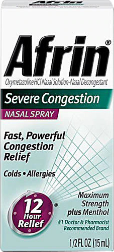 Spray Nasal Afrin 12 horas para alívio da congestão severa - 0,5 fl oz