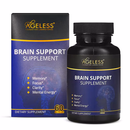 Ageless Foundation Laboratories Brain Support - Foco, Memória e Clareza - 60 Cápsulas