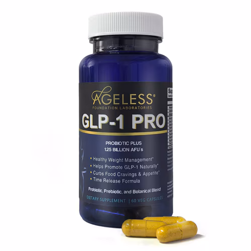 Ageless Foundation Laboratories GLP-1 PRO - Controle de desejos e suporte natural de peso - 60 cápsulas