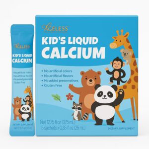 Ageless Foundation Laboratories Kids Liquid Calcium - 0,35 fl oz cada / Pacote com 15 sachês
