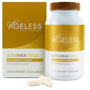 Ageless Foundation Laboratories UltraMAX Gold com AlphaNeuro - Suporte hormonal para energia, saúde óssea e imunológica - 90 cápsulas