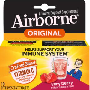 Suporte imunológico aerotransportado Vitamina C + 13 vitaminas, minerais e ervas Very Berry - 10 comprimidos efervescentes