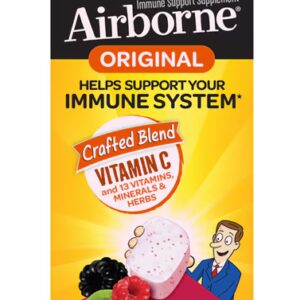 Suporte imunológico aerotransportado Vitamina C + 13 vitaminas, minerais e ervas Very Berry - 64 comprimidos mastigáveis