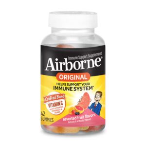 Suporte imunológico aerotransportado Vitamina C + 9 vitaminas, minerais e ervas Frutas variadas - 42 gomas