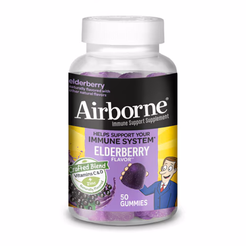 Suporte imunológico aerotransportado , vitamina C e D + zinco, sabugueiro - 50 gomas