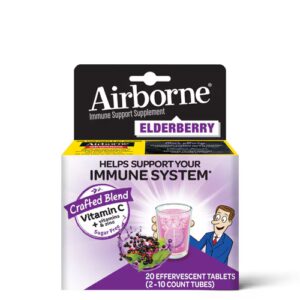 Airborne Immune Support Vitamina C + Zinco Sabugueiro -- 20 Comprimidos Efervescentes