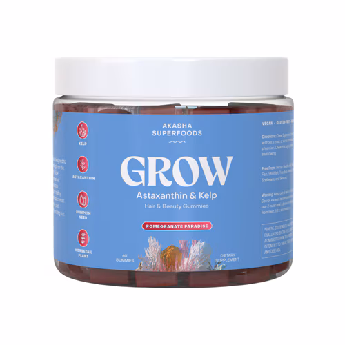 Akasha Superfoods Grow Hair & Beauty Gummies Pomegranate Paradise - 60 gomas