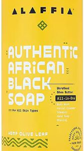 Sabonete preto africano autêntico Alaffia tudo em um - Folha de oliveira e cânhamo - 32 fl oz