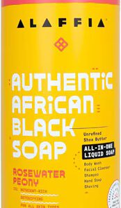 Sabonete preto africano autêntico Alaffia tudo em um - água de rosas e peônia - 32 fl oz