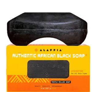 Barra de sabonete preto africano autêntico Alaffia Triple Milled - sem perfume - 8 oz