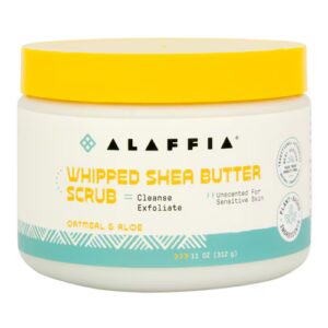 Esfoliante de manteiga de karité batida Alaffia - Aveia e Aloe - 8 fl oz