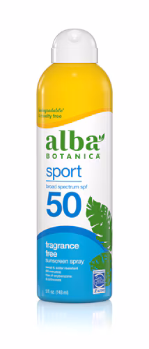 Protetor solar Alba Botanica Cool Sport Spray transparente refrescante FPS 50 - 5 fl oz