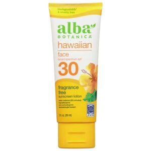 Protetor solar facial havaiano Alba Botanica FPS 30 sem fragrância - 3 fl oz