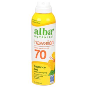 Protetor solar em spray havaiano Alba Botanica FPS 70 sem fragrância - 143 ml