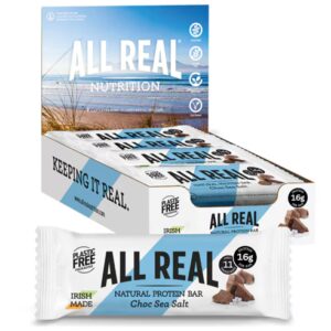 Barra de proteína totalmente natural com chocolate e sal marinho - 12 barras