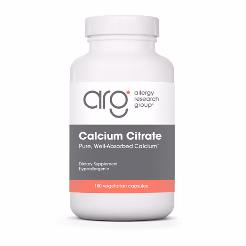 Citrato de cálcio do Allergy Research Group - 180 cápsulas vegetarianas