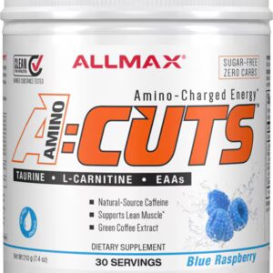 Bebida energética com aminoácidos ALLMAX Nutrition A-Cuts Blue Raspberry - 30 porções