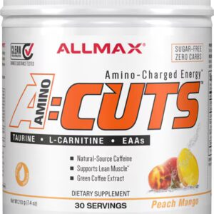 Bebida energética ALLMAX Nutrition A:Cuts Amino Charged Pêssego Manga -- 7,4 oz