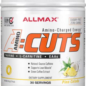 Bebida energética com aminoácidos A-Cuts da ALLMAX Nutrition, Piña Colada - 30 porções