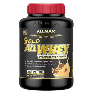 ALLMAX Nutrition Gold AllWhey Premium Whey Protein em pó com chocolate e manteiga de amendoim - 5 lbs