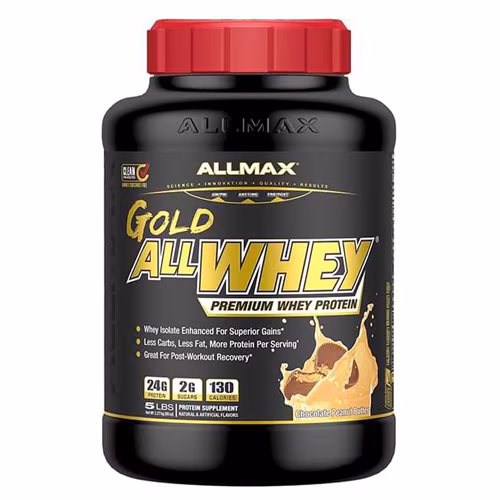 ALLMAX Nutrition Gold AllWhey Premium Whey Protein em pó com chocolate e manteiga de amendoim - 5 lbs