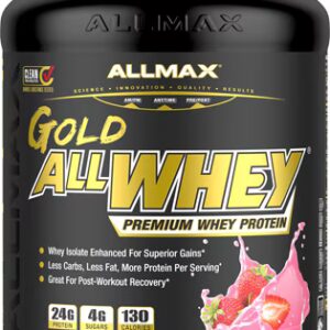 ALLMAX Nutrition Gold AllWhey Premium Whey Protein em Pó Morango -- 5 lbs