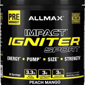 ALLMAX Nutrition Impact Igniter Sport Pêssego Manga -- 50 Porções
