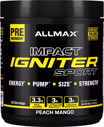 ALLMAX Nutrition Impact Igniter Sport Pêssego Manga -- 50 Porções