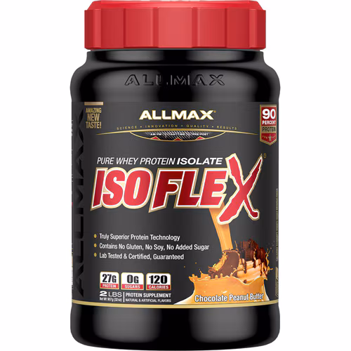 ALLMAX Nutrition IsoFlex Pure Whey Protein Isolate Chocolate Manteiga de Amendoim - 2 lbs