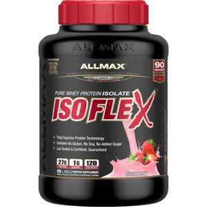 ALLMAX Nutrition IsoFlex Pure Whey Protein Isolada Morango -- 5 lbs