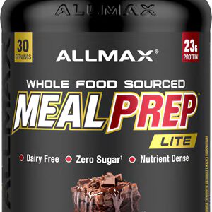 ALLMAX Nutrition Meal Prep Lite 100% sem laticínios, proteína de origem integral, chocolate duplo fudge - 30 porções
