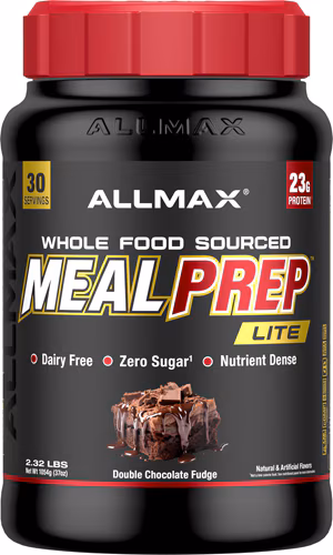 ALLMAX Nutrition Meal Prep Lite 100% sem laticínios, proteína de origem integral, chocolate duplo fudge - 30 porções